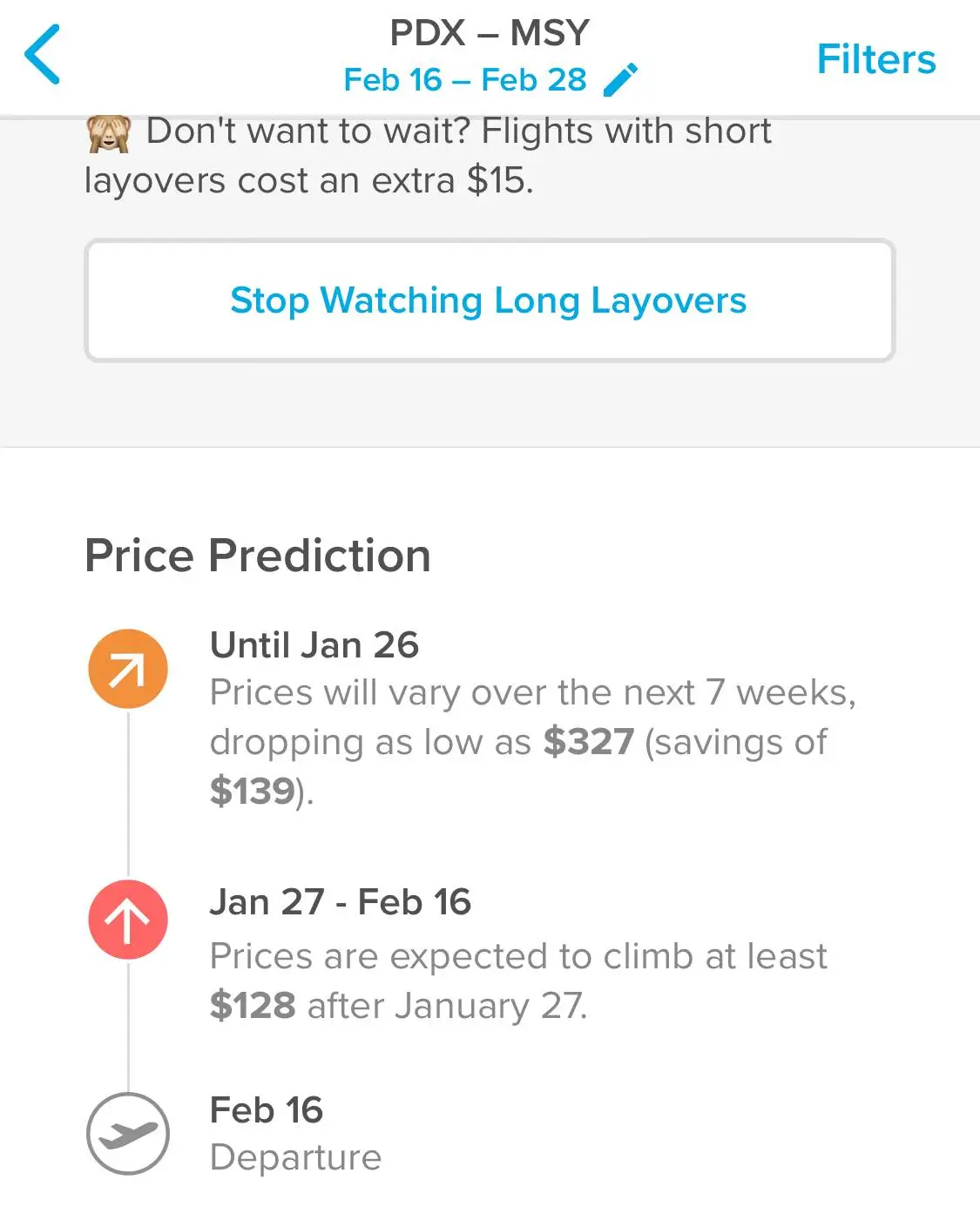 hopper price prediction screenshot.