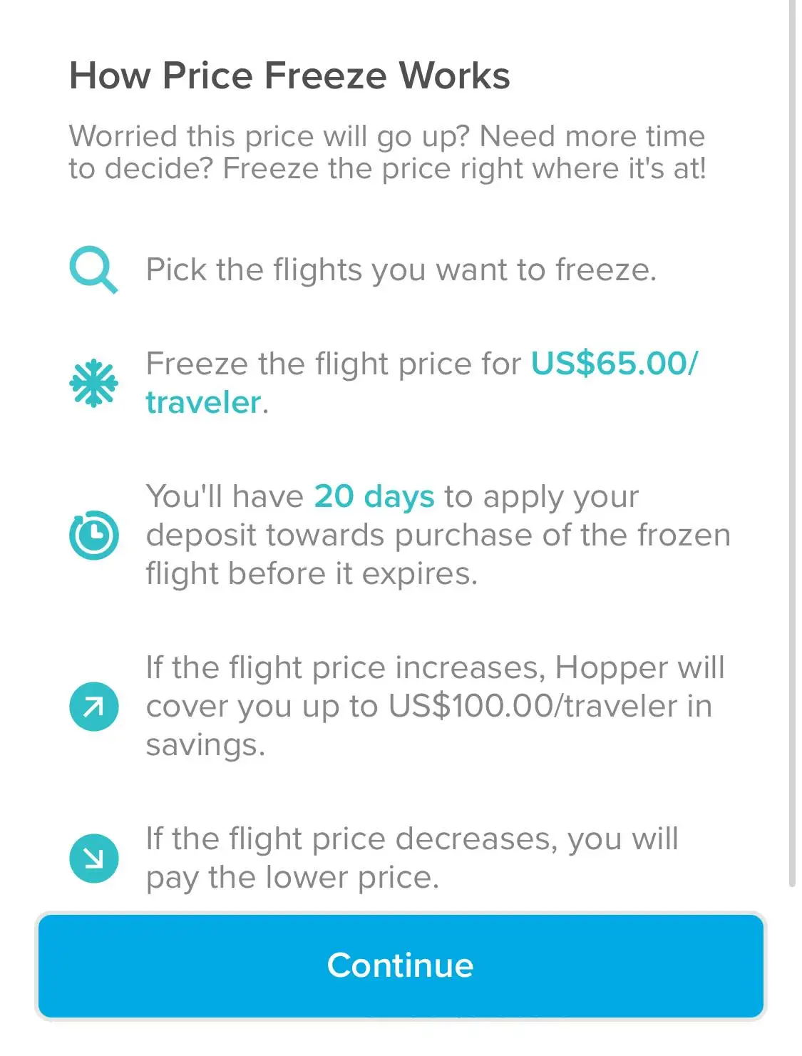 screenshot of prize freeze option on hopper.